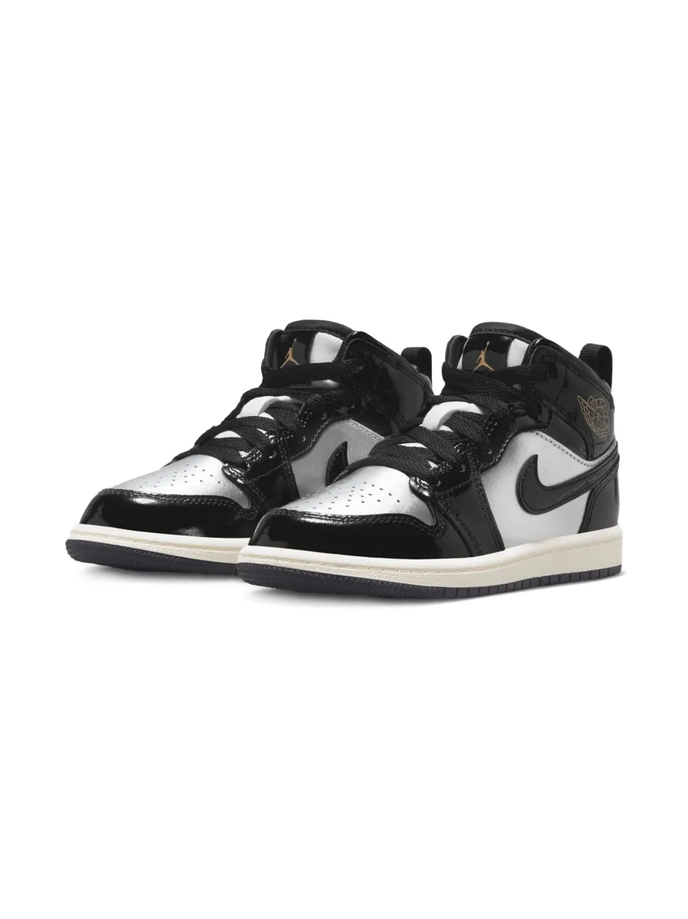 Jordan Kids Jordan 1 Mid SE "Black Metallic Silver Sail Metallic Gold" sneakers