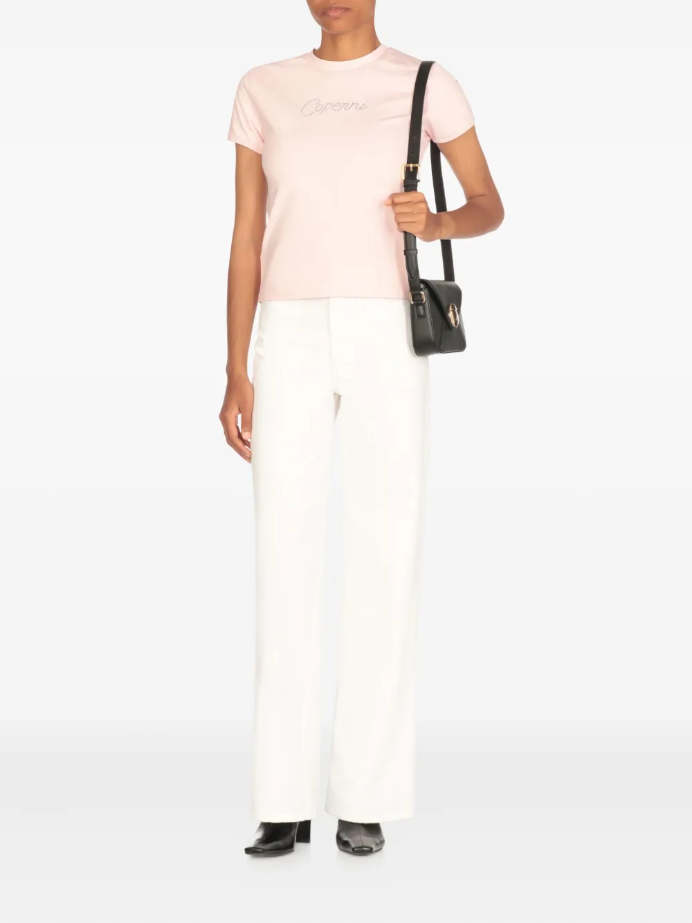 Coperni T-shirt met logo van stras Roze