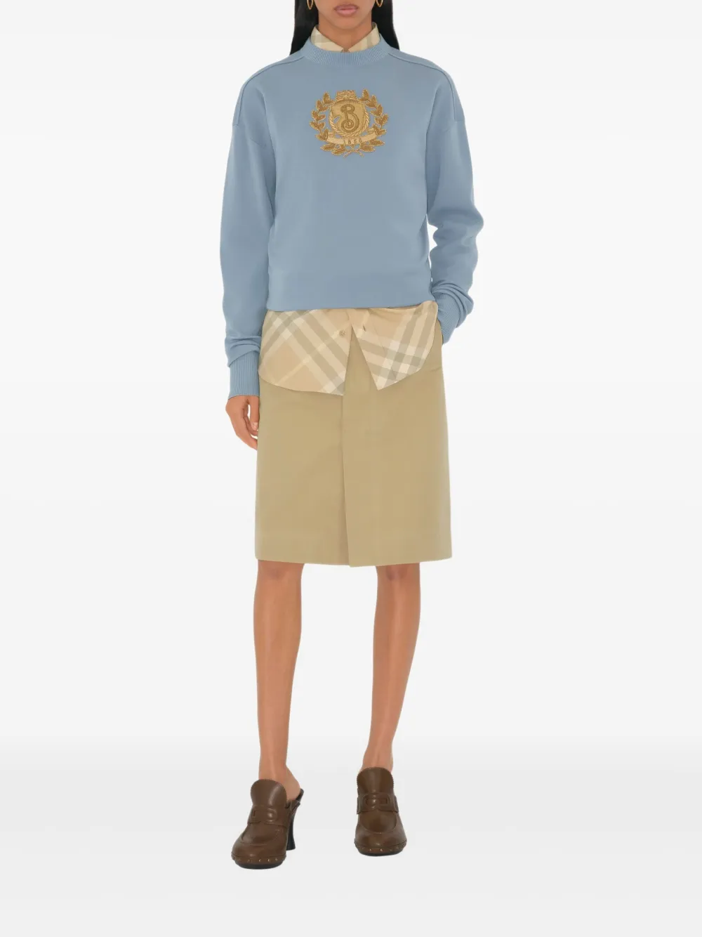 Burberry B Crest Wool Sweater In Blue