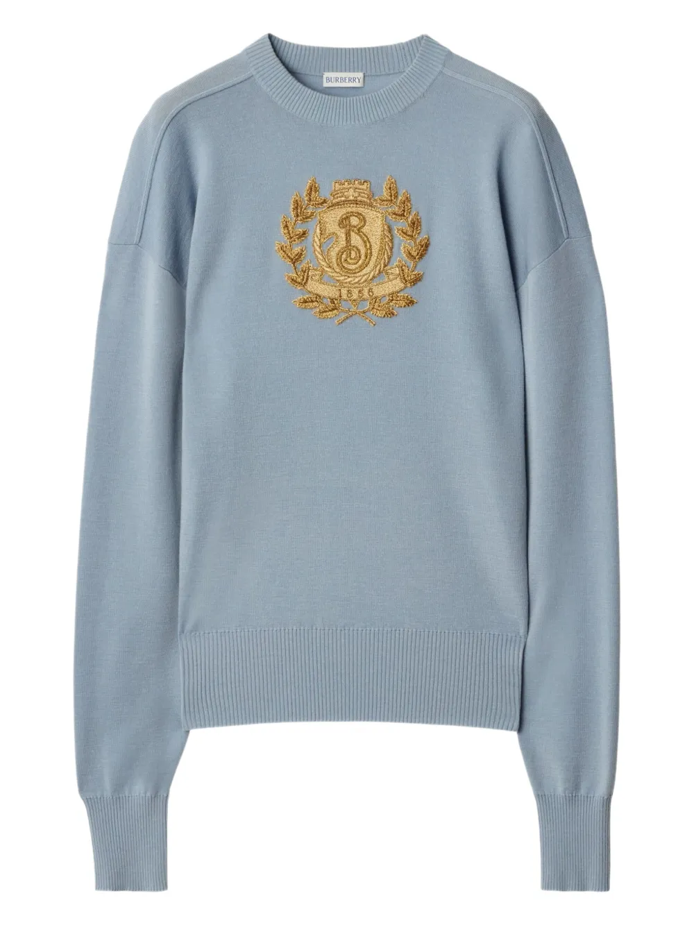 Burberry B Crest Wool Sweater In Blue
