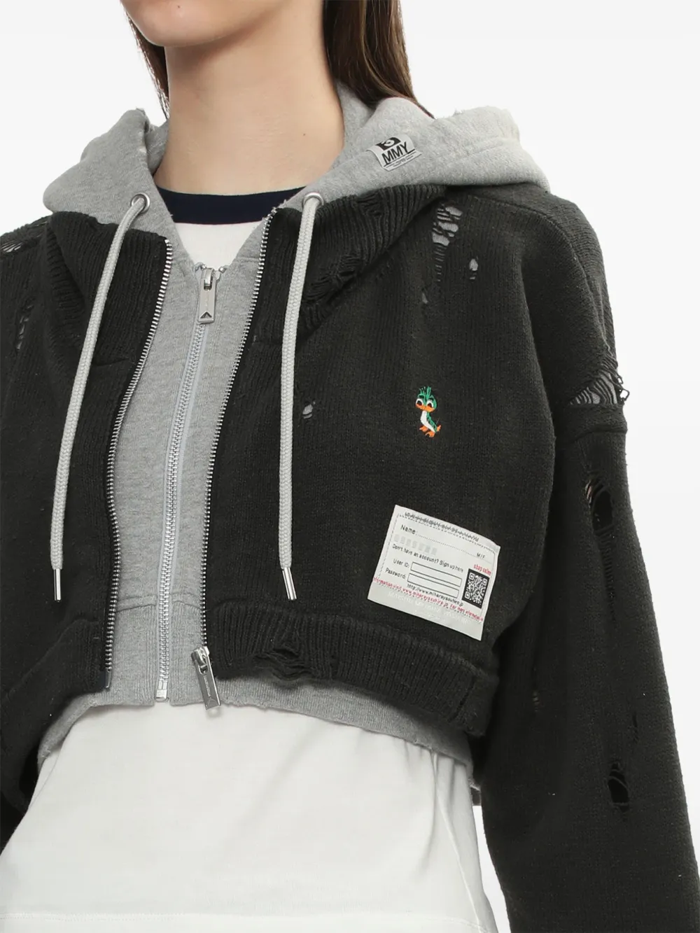 Maison MIHARA YASUHIRO Cropped vest met gelaagde capuchon Grijs