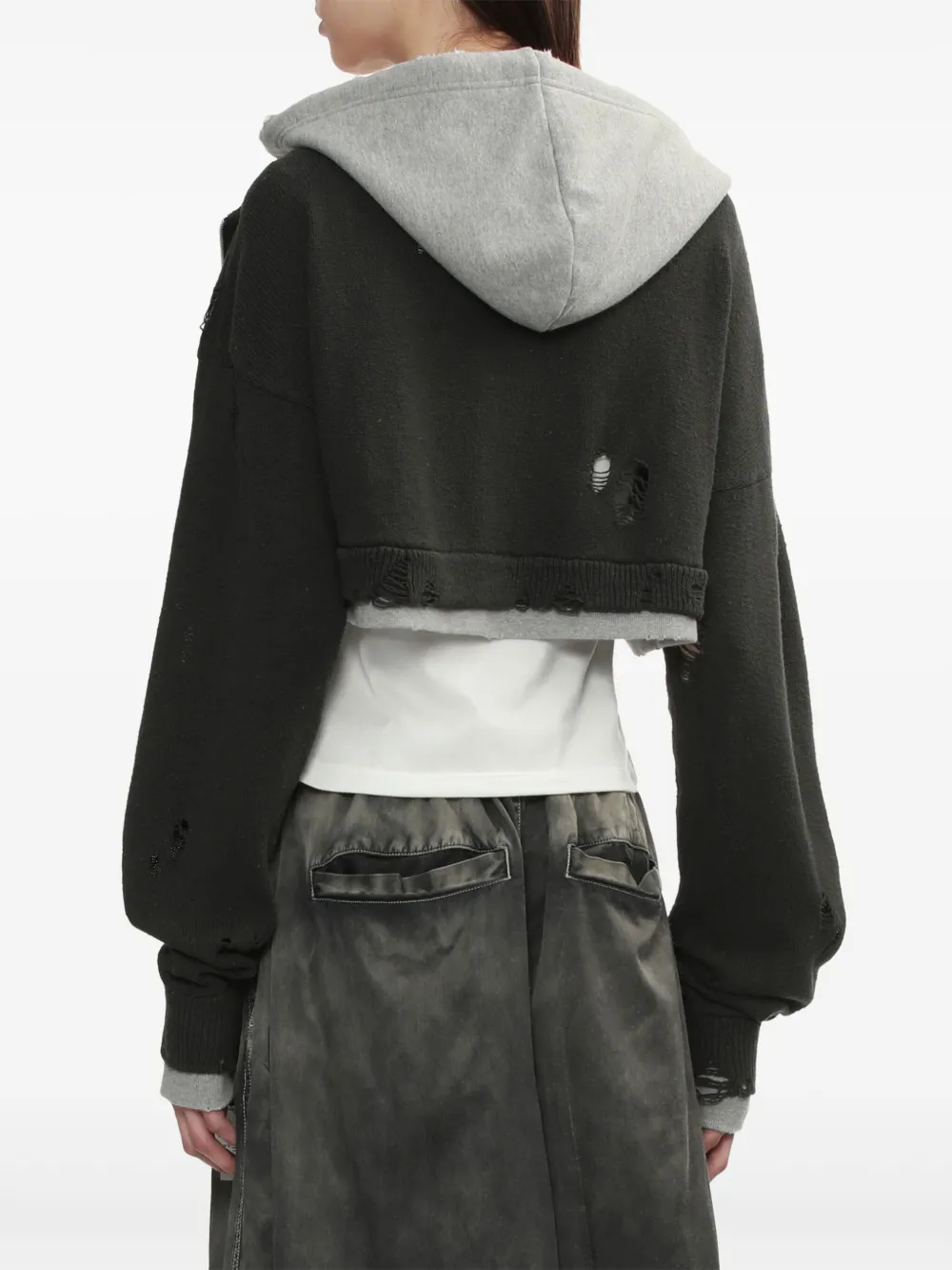 Maison MIHARA YASUHIRO Cropped vest met gelaagde capuchon Grijs