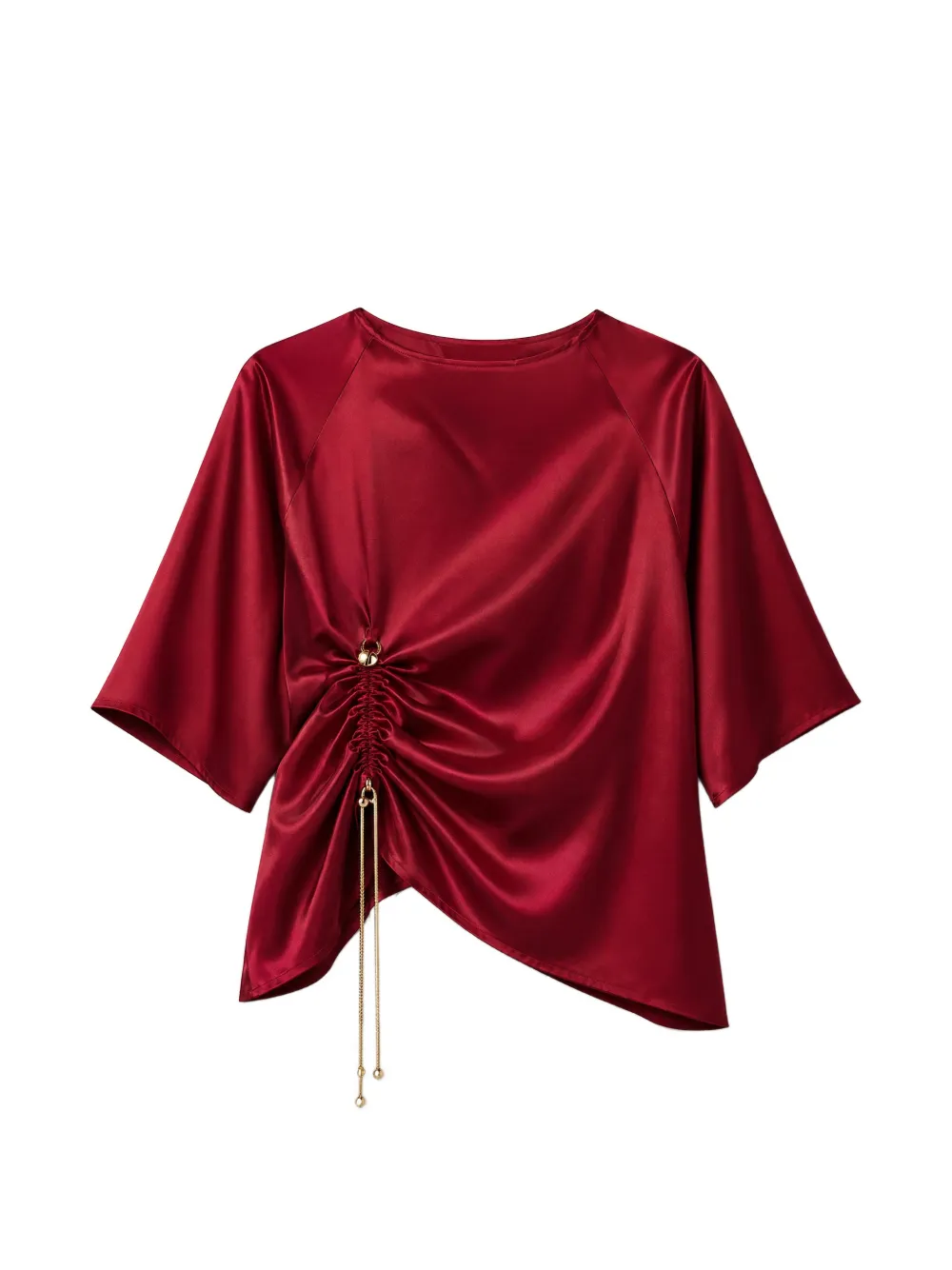 Danamé ruched-detail satin blouse - Rosso