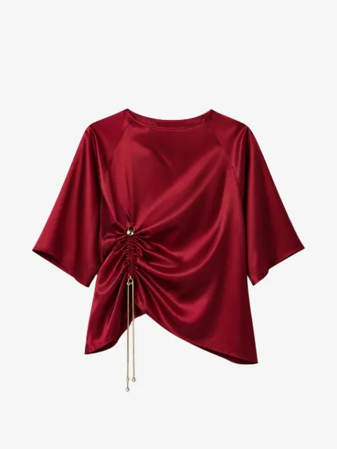 Danamé blusa satinada con detalle fruncido