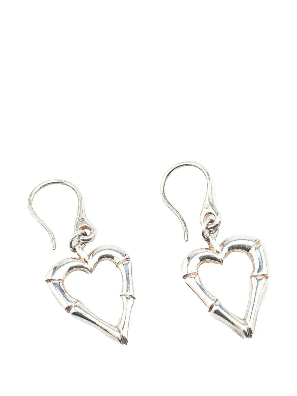 Gucci Pre-Owned 2000-2024 Sterling Silver Bamboo Heart Drop Earrings costume earrings - Zilver