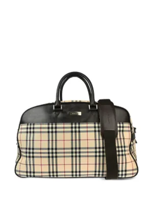 Burberry Pre-Owned 1990-2000s Checked two-way Duffle Bag | Brown