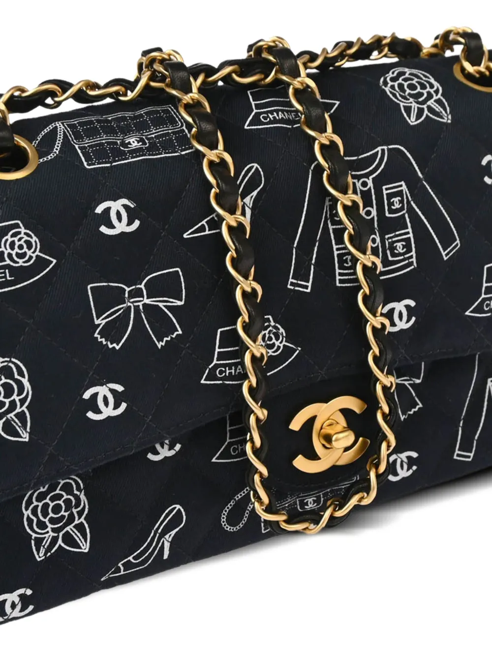 Pre-owned Chanel 2002 Medium Double Flap Shoulder Bag In 黑色