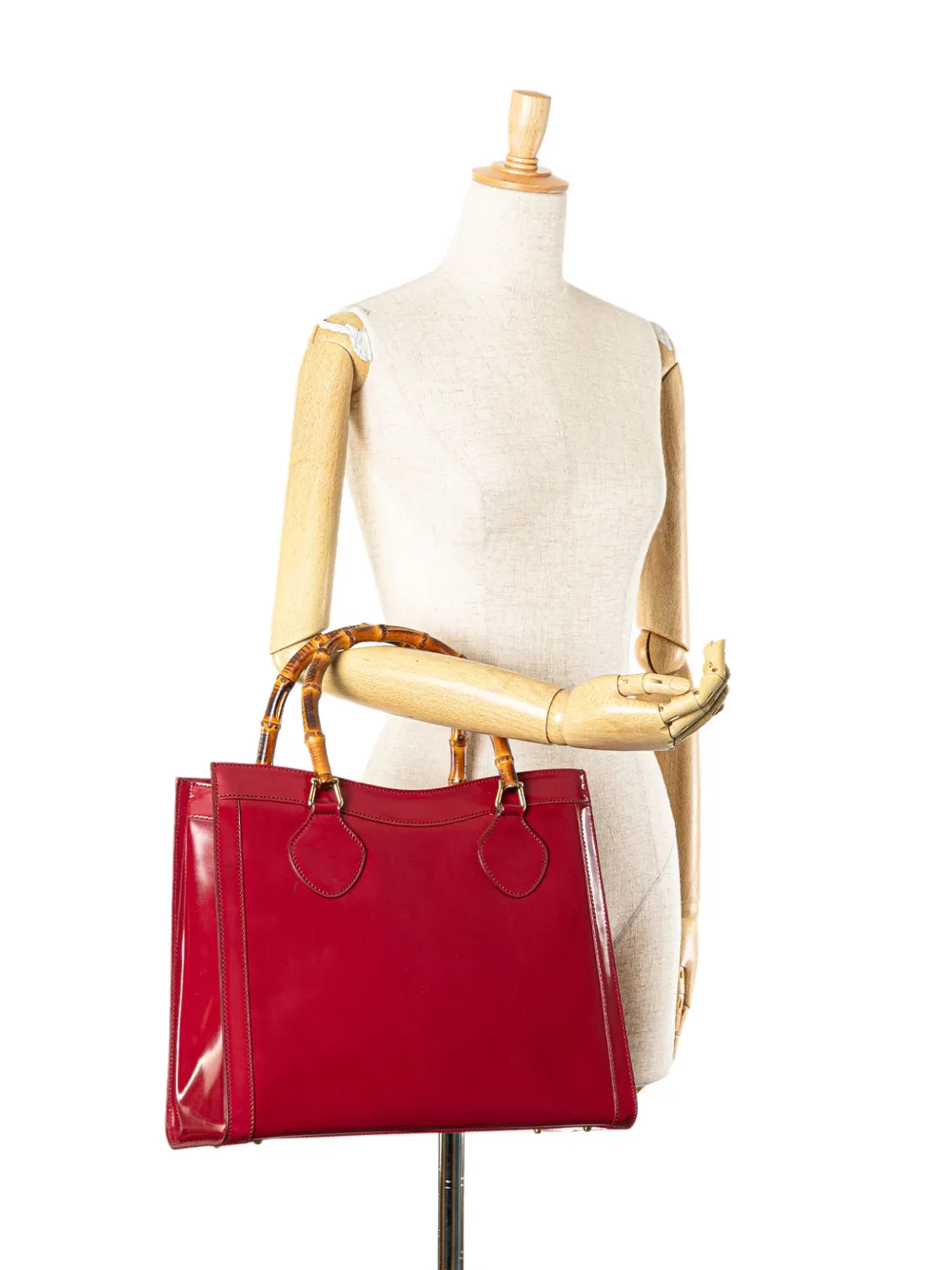 Gucci Pre-Owned 20th Century Medium Patent Bamboo Diana tote bag - Rood