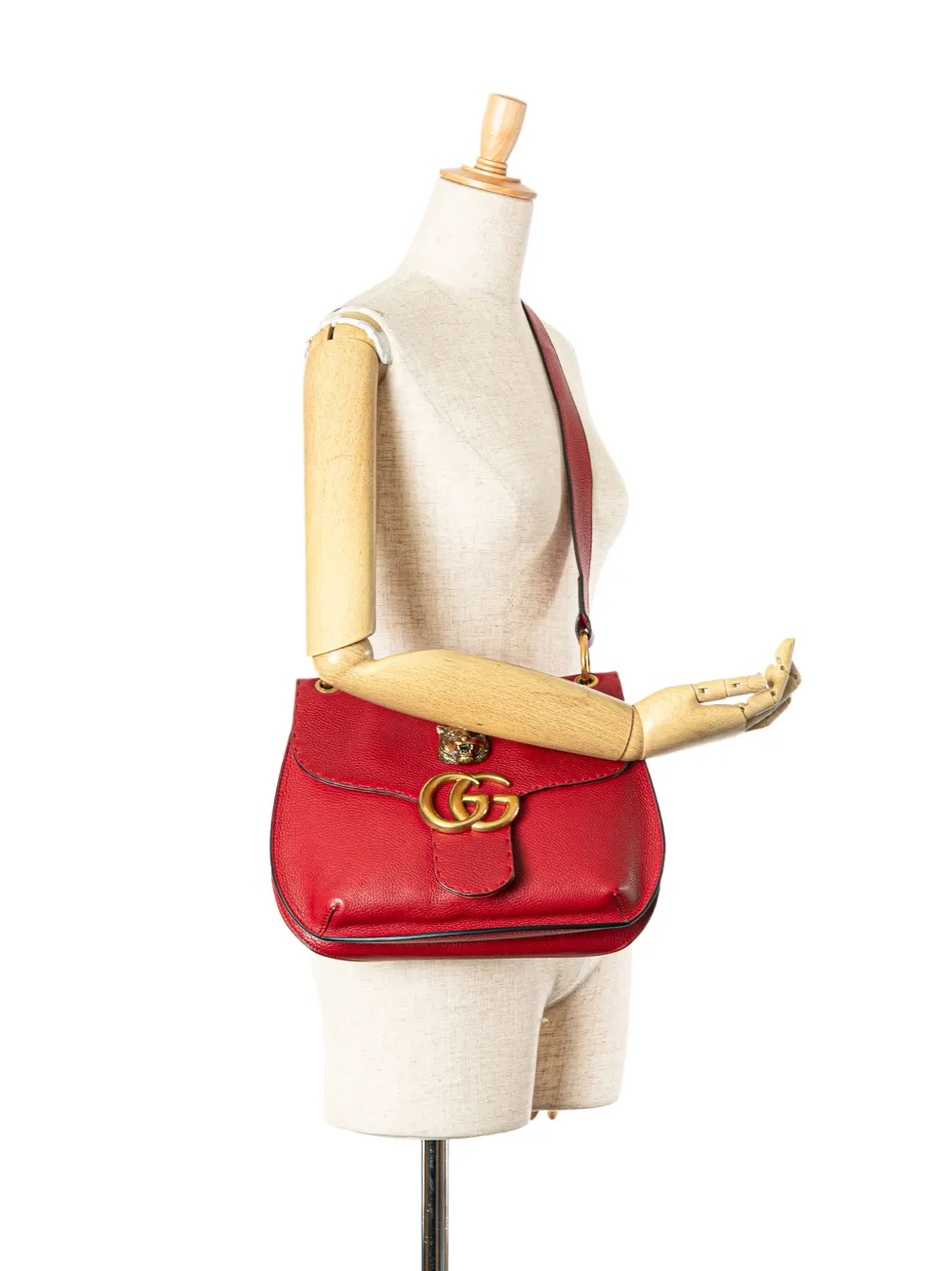 Gucci Pre-Owned 2016-2024 Leather GG Marmont Animalier crossbody bag - Rood