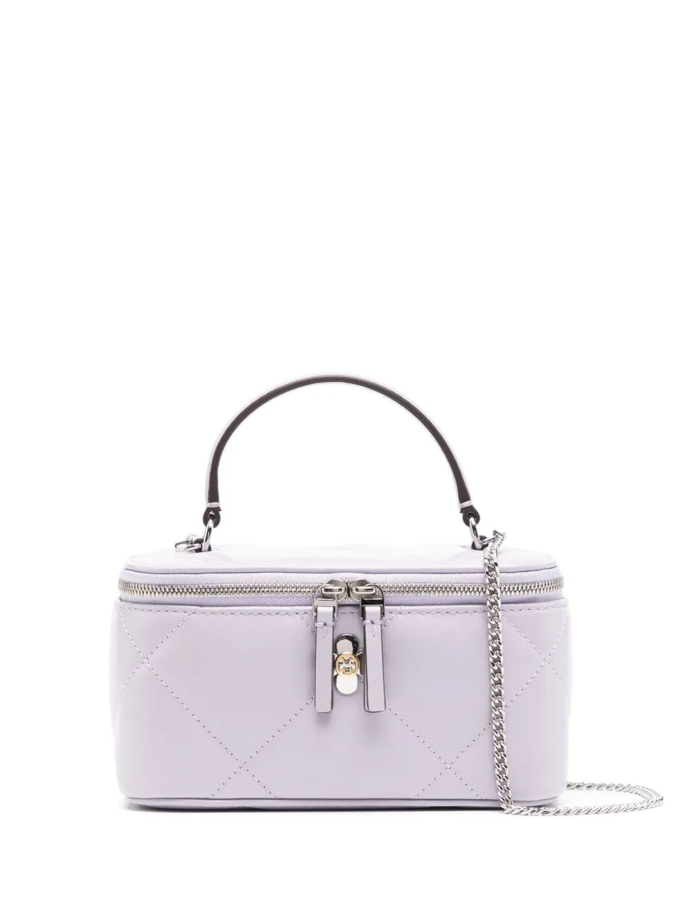 Tory Burch Kira Clover Quilted Leather Vanity Top-handle Bag In Purple