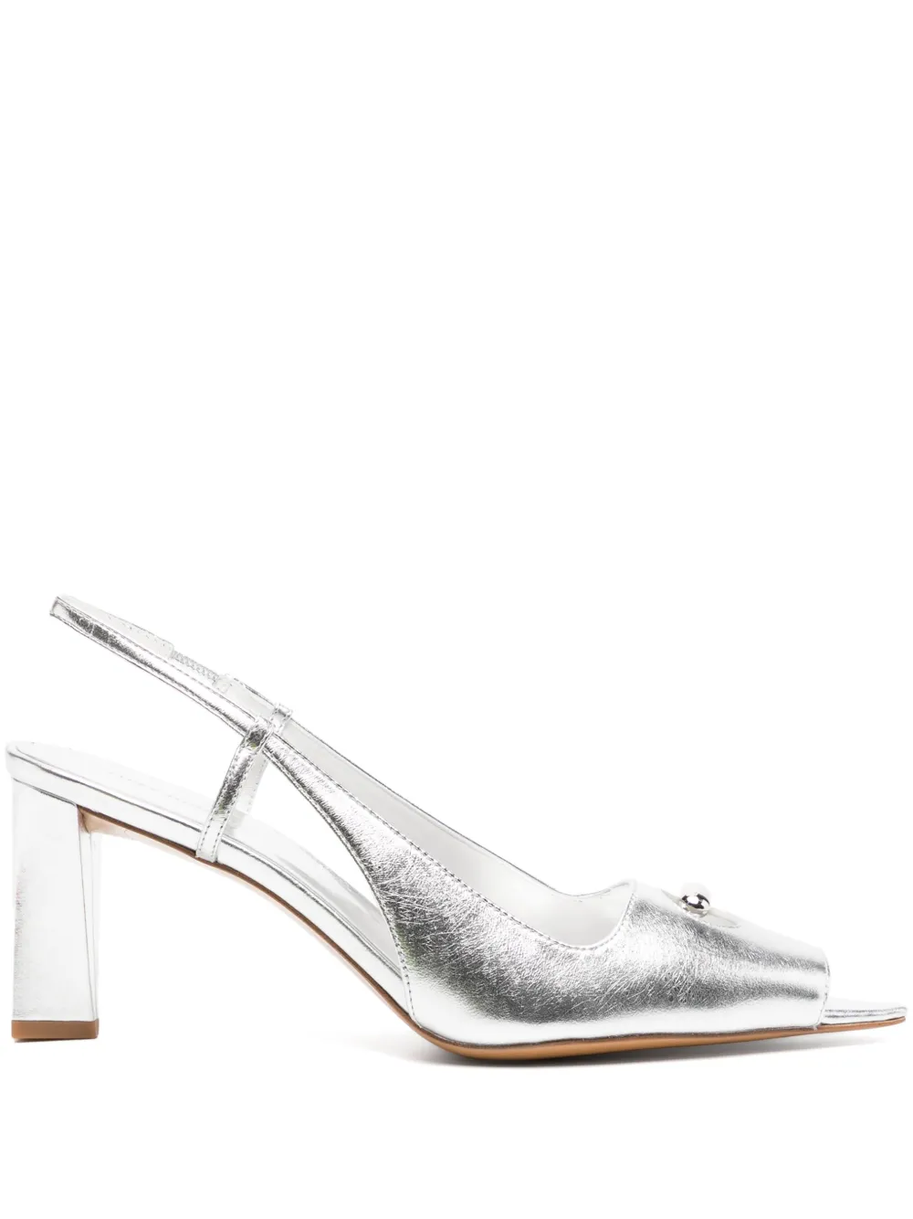 Tory Burch 75mm pierced peep-toe pumps Silver