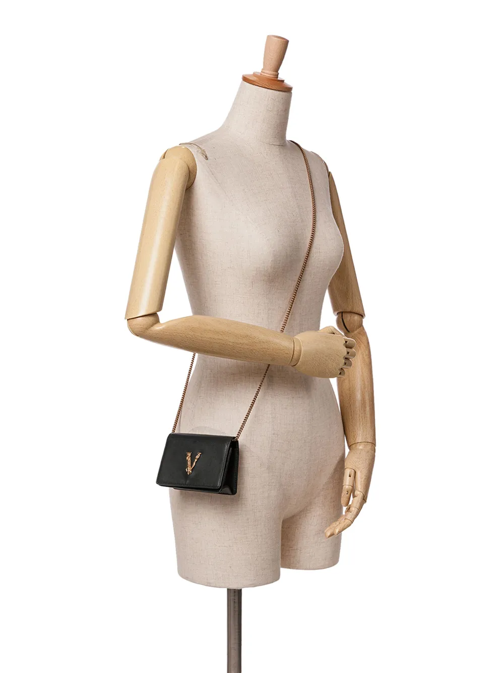 Versace Pre-Owned 2010-2024 Mini Leather Virtus Chain crossbody bag - Zwart
