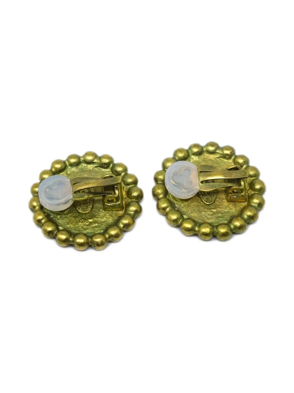 Pre-owned Chanel 1995 Cc Button Clip-on Earrings In Gold