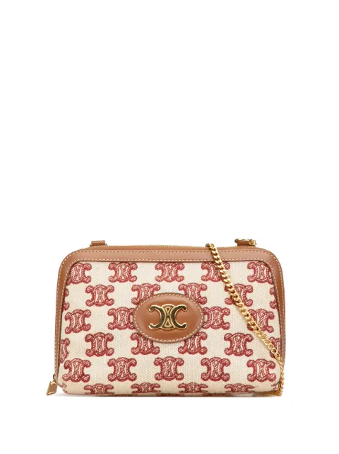 Céline Pre-Owned 2020 Triomphe Embroidered Canvas Clutch On Chain crossbody bag