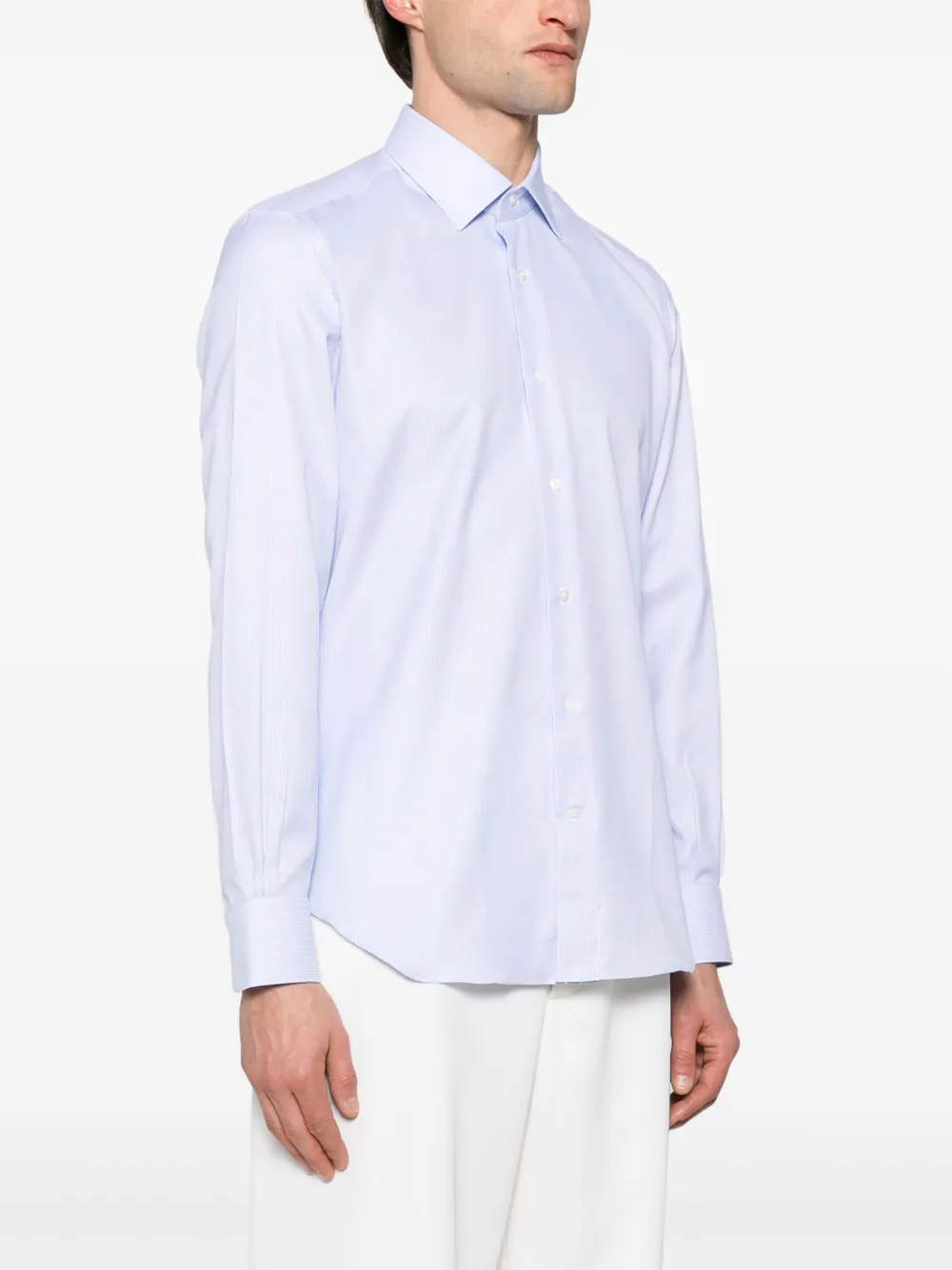 Mazzarelli Lapel Long Sleeve Shirt In Blue