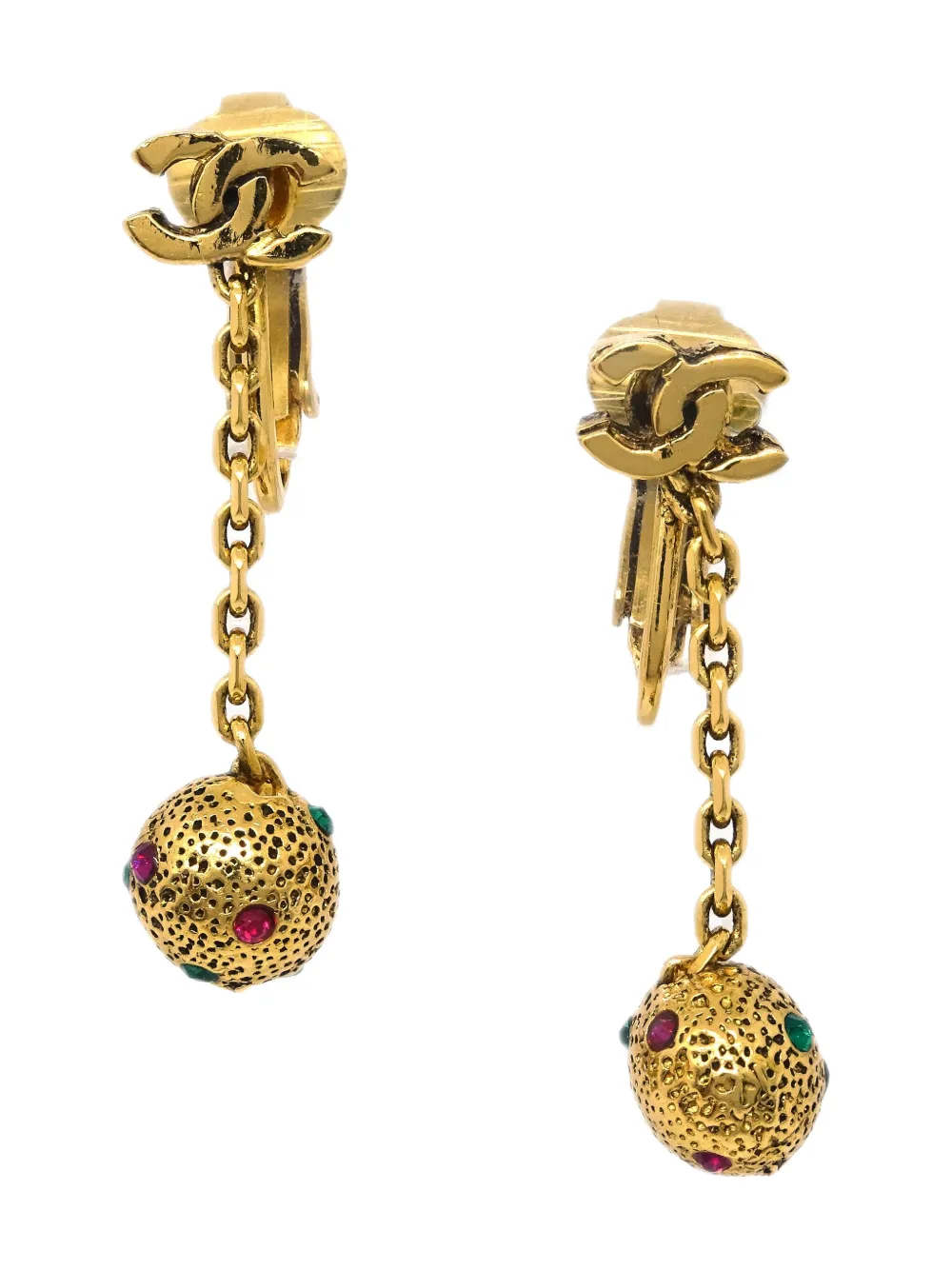 CHANEL Pre-Owned أقراط كبس متدلية من عقد 1990-2000 | ذهبي | Image 1