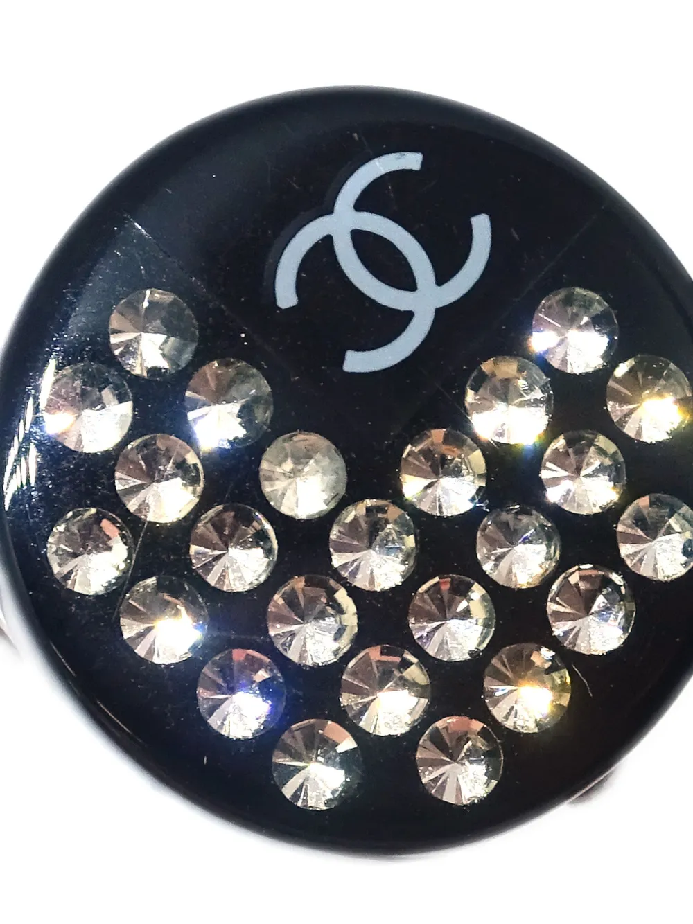 Pre-owned Chanel 2005 Cc Button Clip-on Earrings In Black