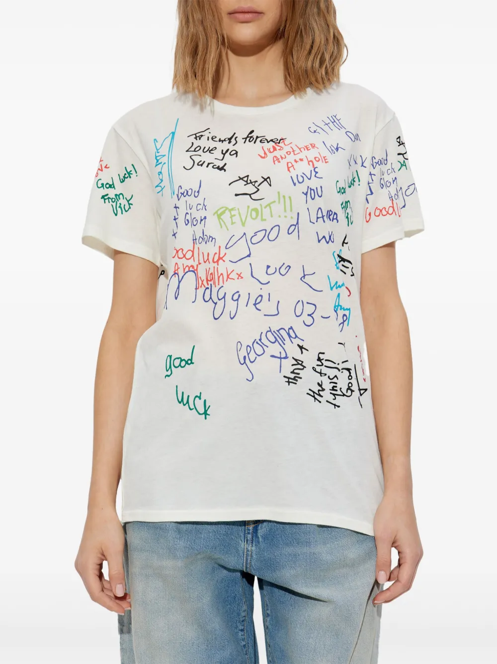 R13 T-shirt met print Wit