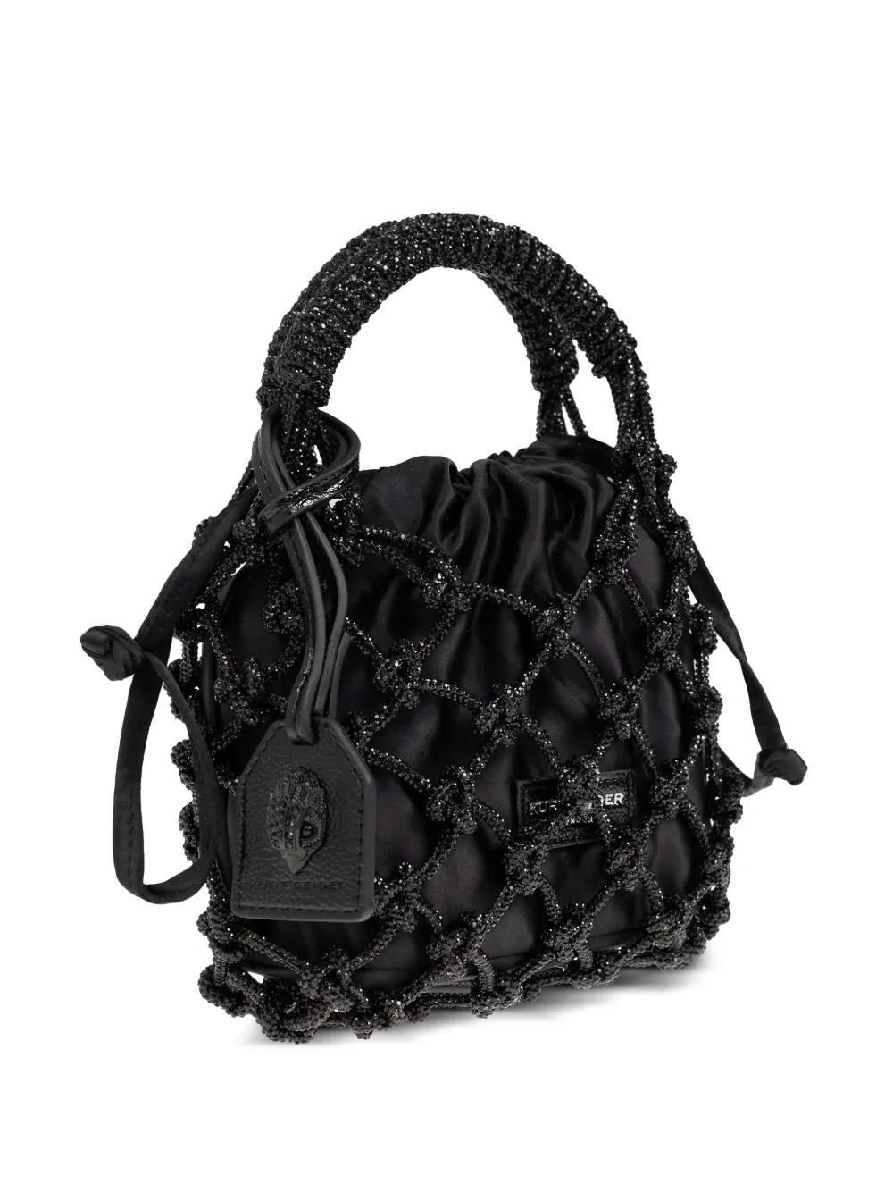 Kurt Geiger London Kleine macremaé shopper verfraaid met kristallen Zwart