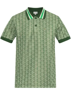 Lacoste monogram-jacquard Polo Shirt | Green | FARFETCH CA
