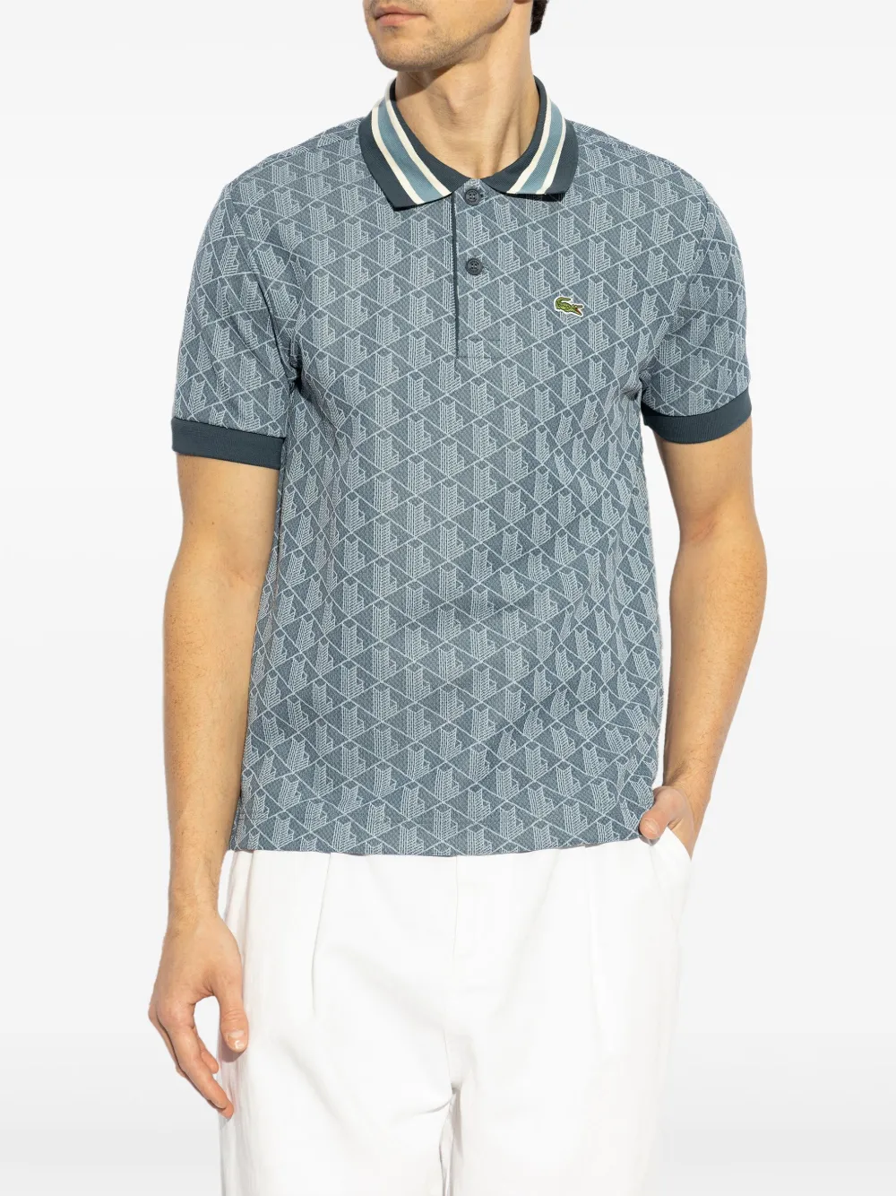 Lacoste patterned-jacquard polo shirt