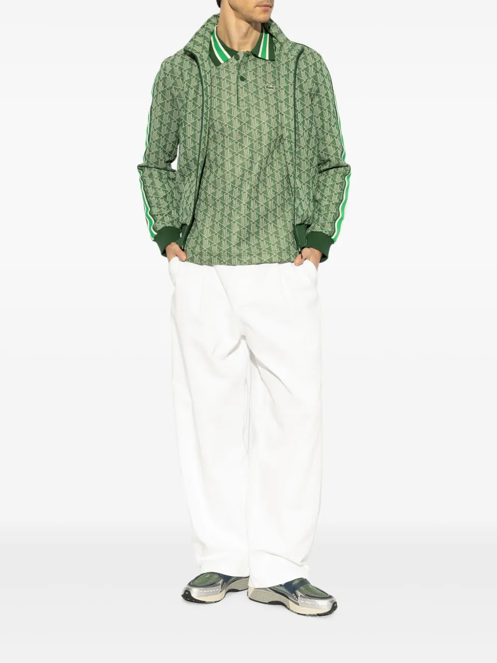 Lacoste monogram-pattern sweatshirt - Groen