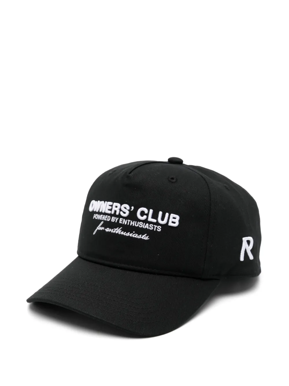 slogan-embroidered cap