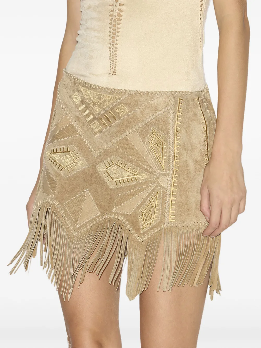 Shop Isabel Marant Billia Mini Skirt In Neutrals