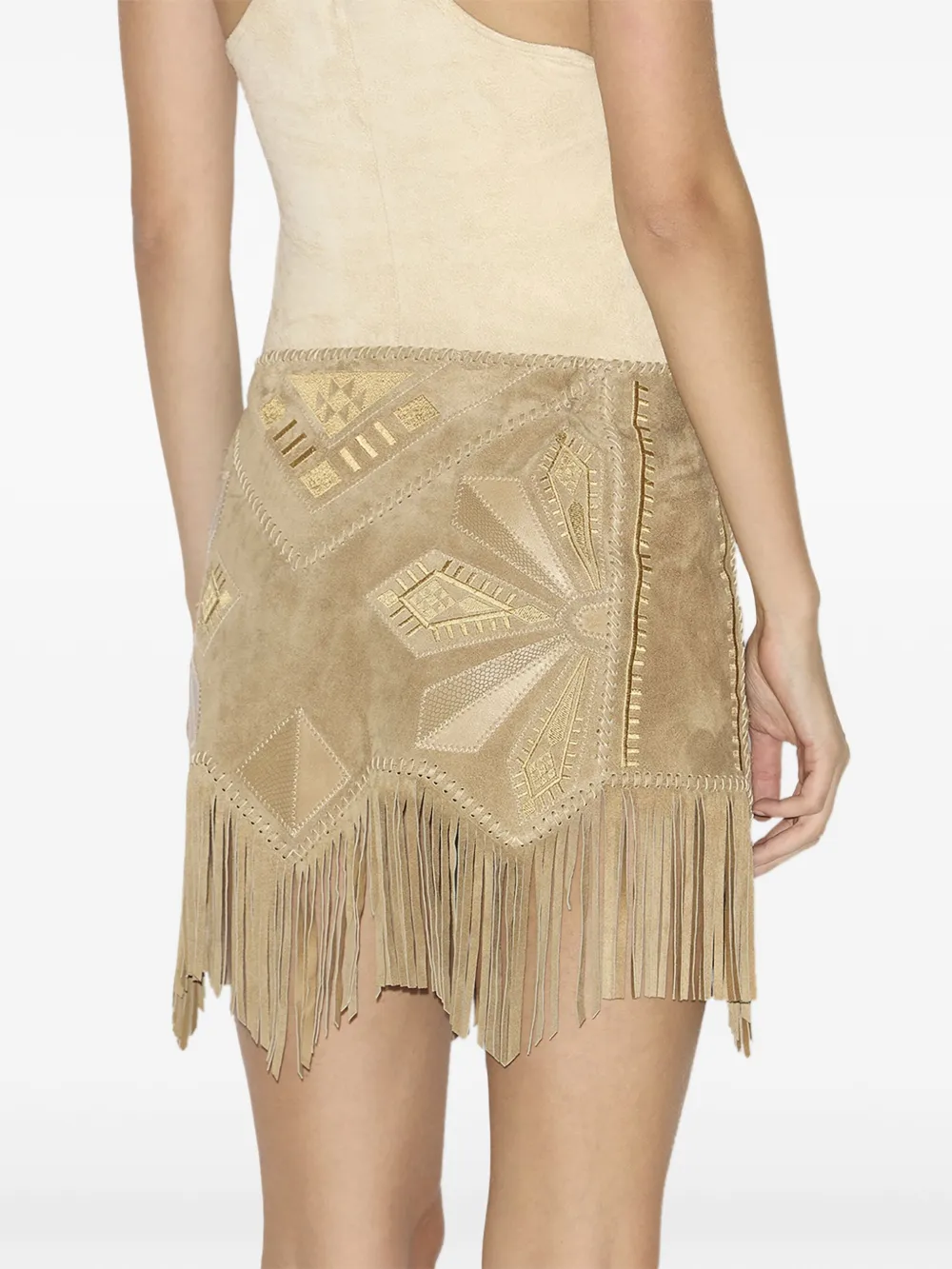 Shop Isabel Marant Billia Mini Skirt In Neutrals