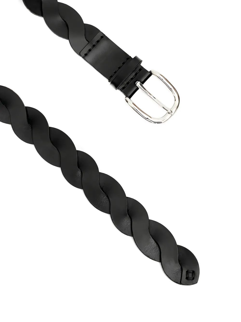 ISABEL MARANT Zigza riem van gevlochten leer Zwart