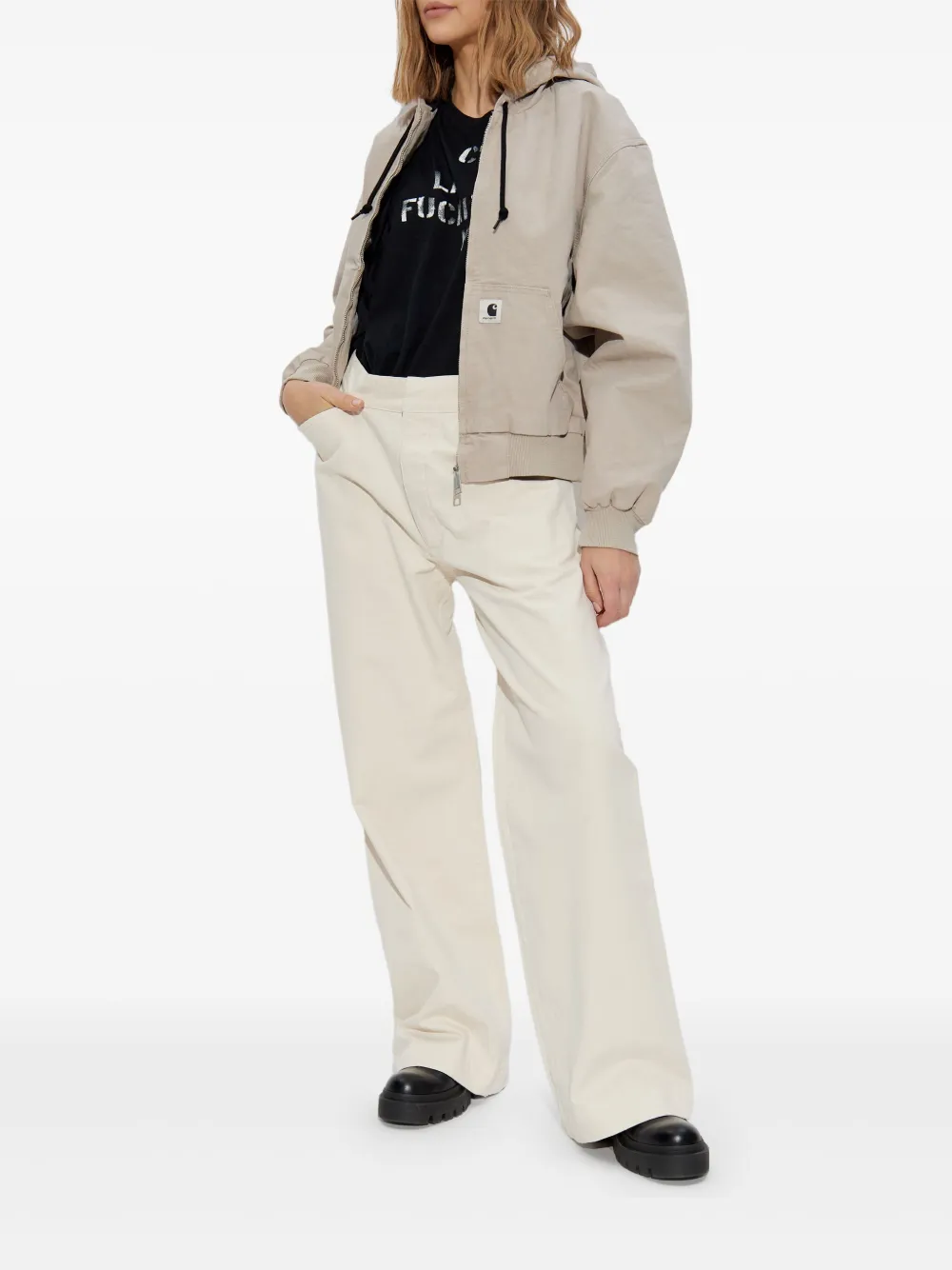 R13 rear-drawstring trousers - Beige