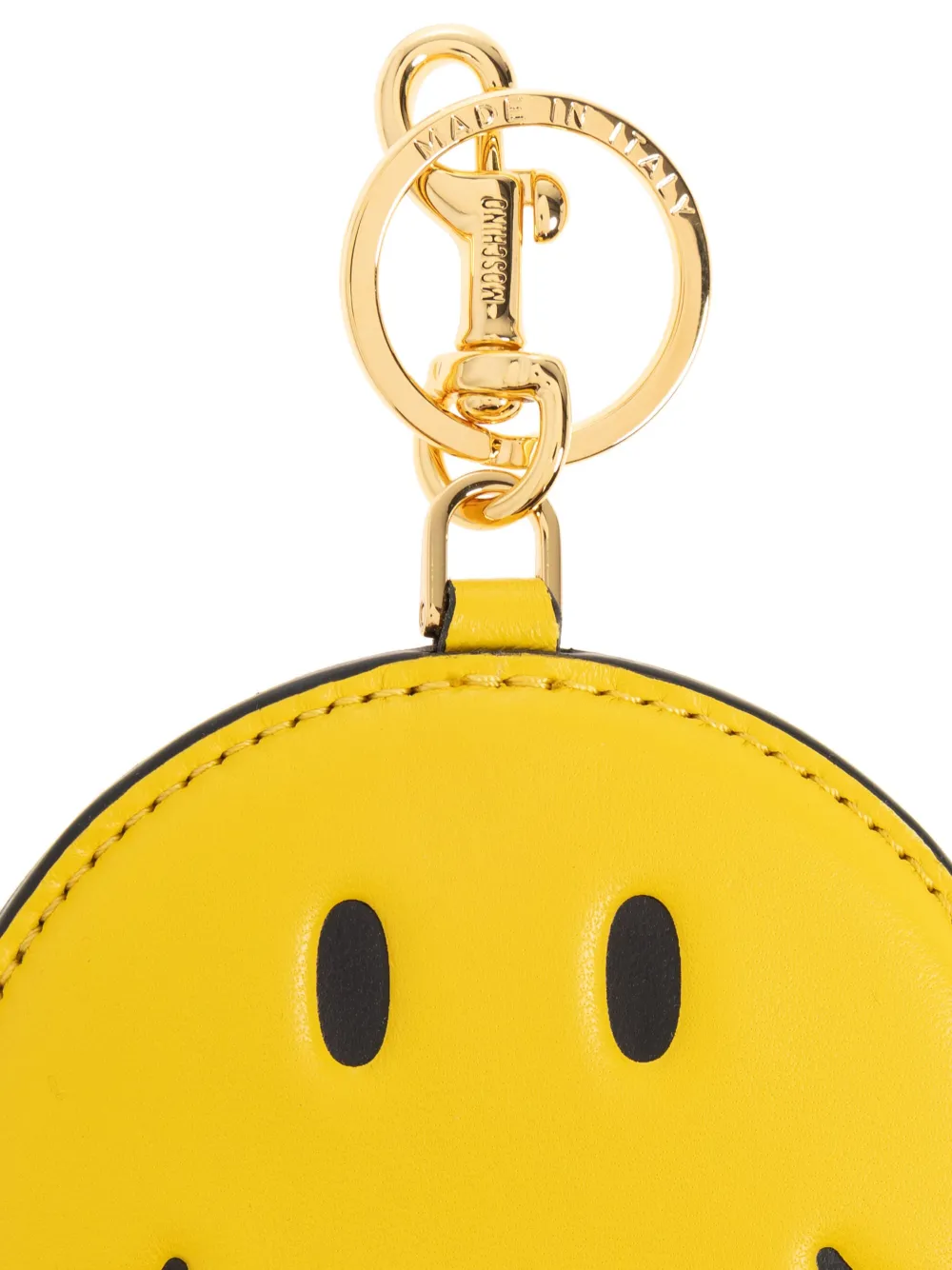 Moschino Men's Soft Leather Happy Face Keychain In 黄色
