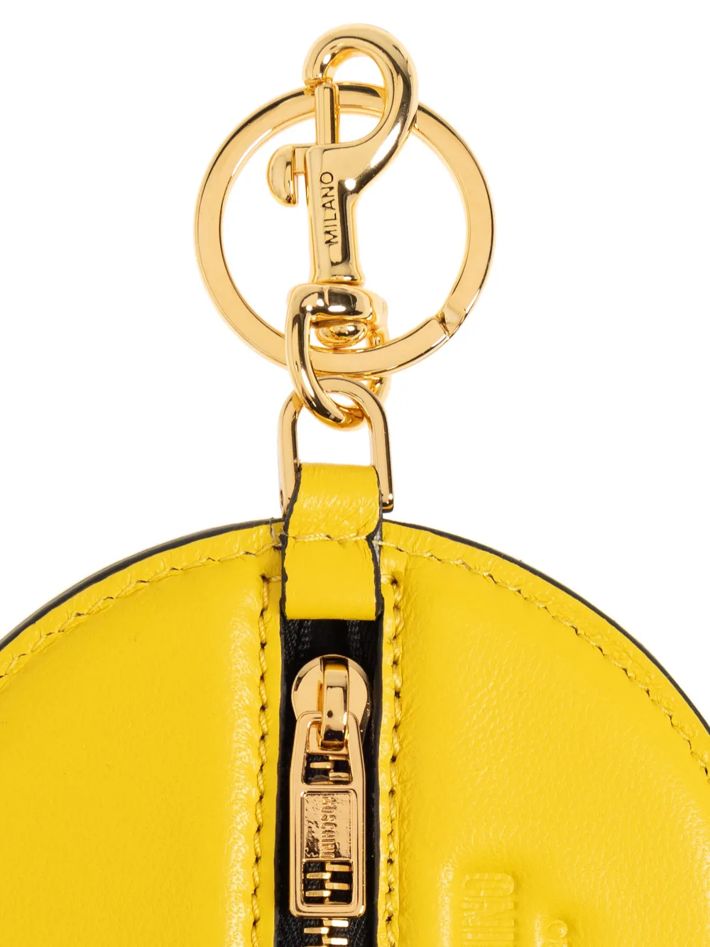 Moschino Men's Soft Leather Happy Face Keychain In 黄色