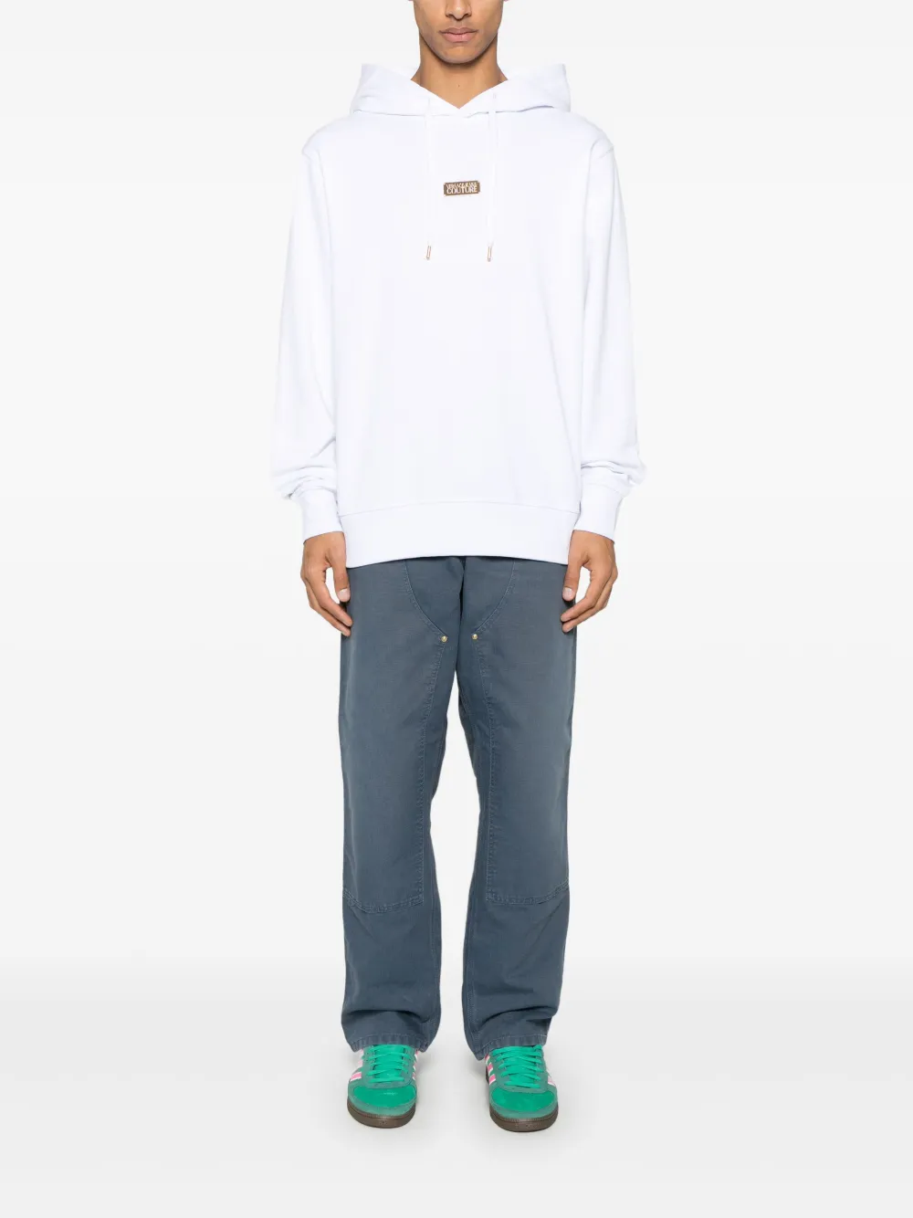 VERSACE JEANS COUTURE LOGO-PLAQUE HOODIE