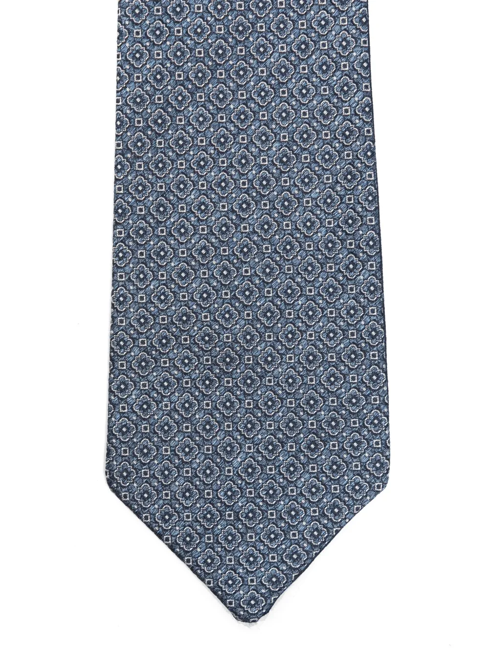 Canali Sjaal met bloemjacquard - Blauw