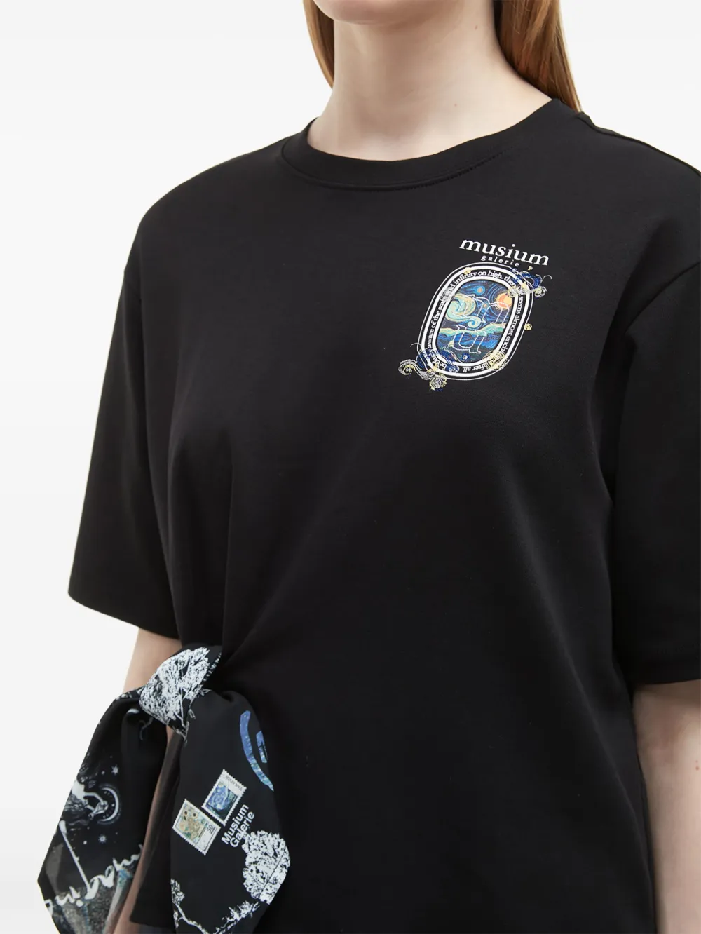 Musium Div. T-shirt met geborduurd logo Zwart