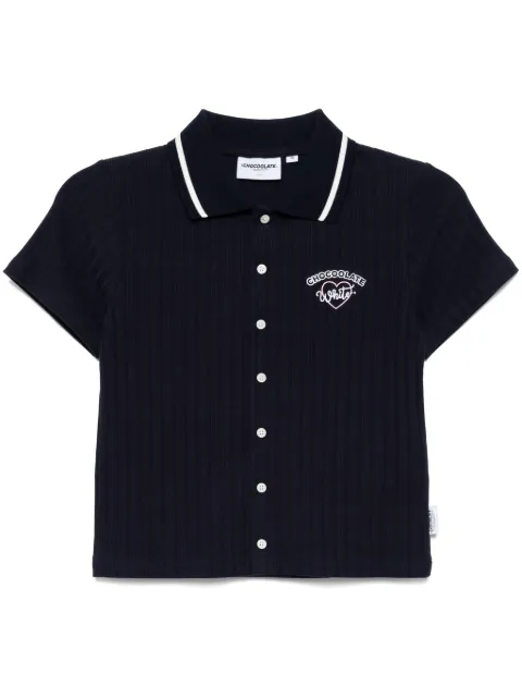 CHOCOOLATE ribbed-knit polo top