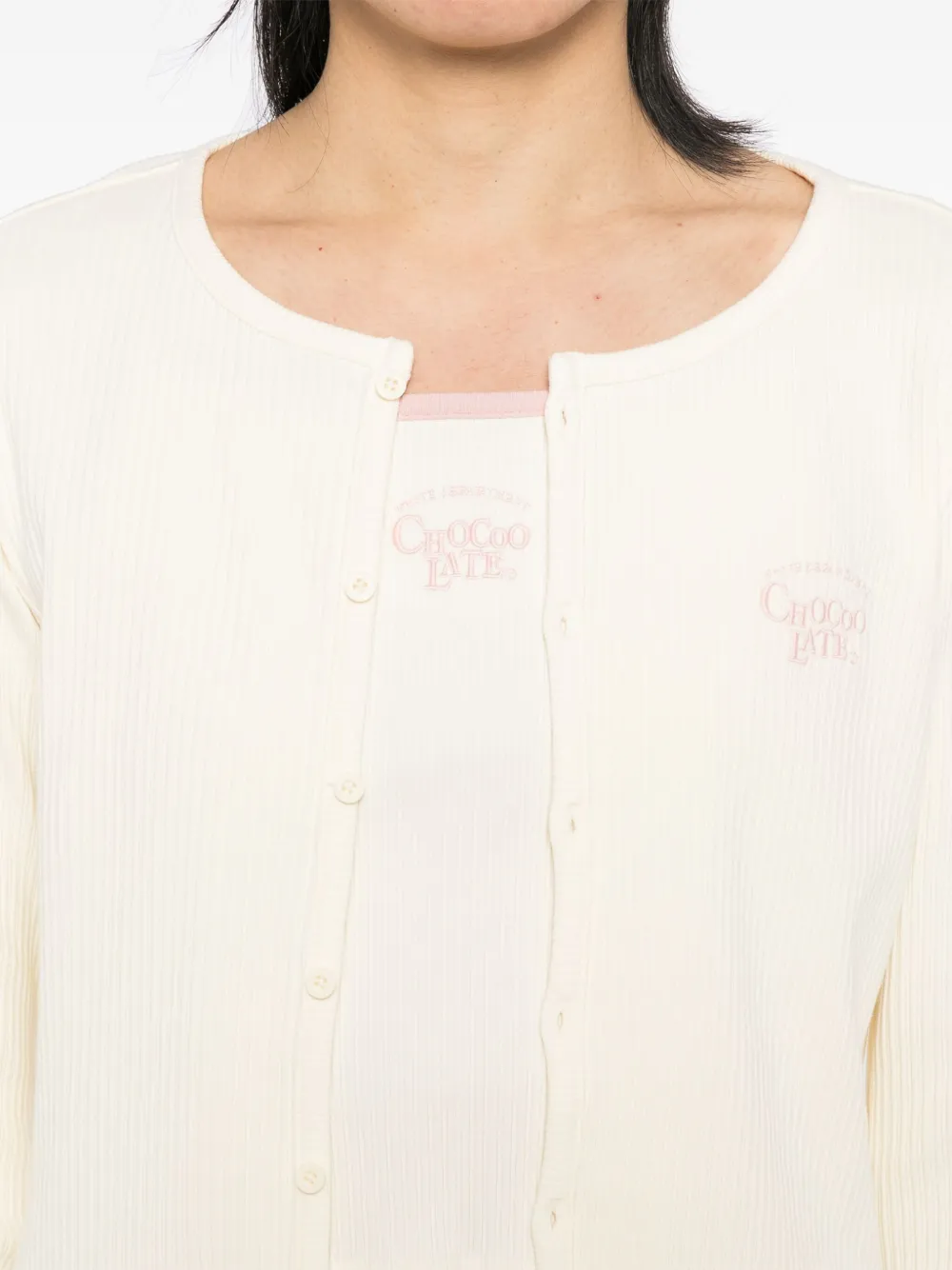 CHOCOOLATE Top met geborduurd logo Wit