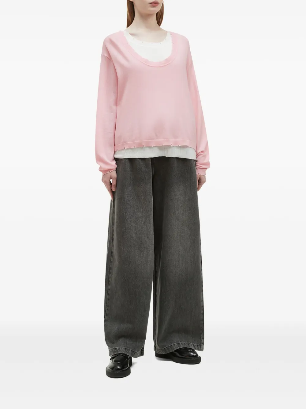 b+ab Jeans met wijde pijpen - Zwart