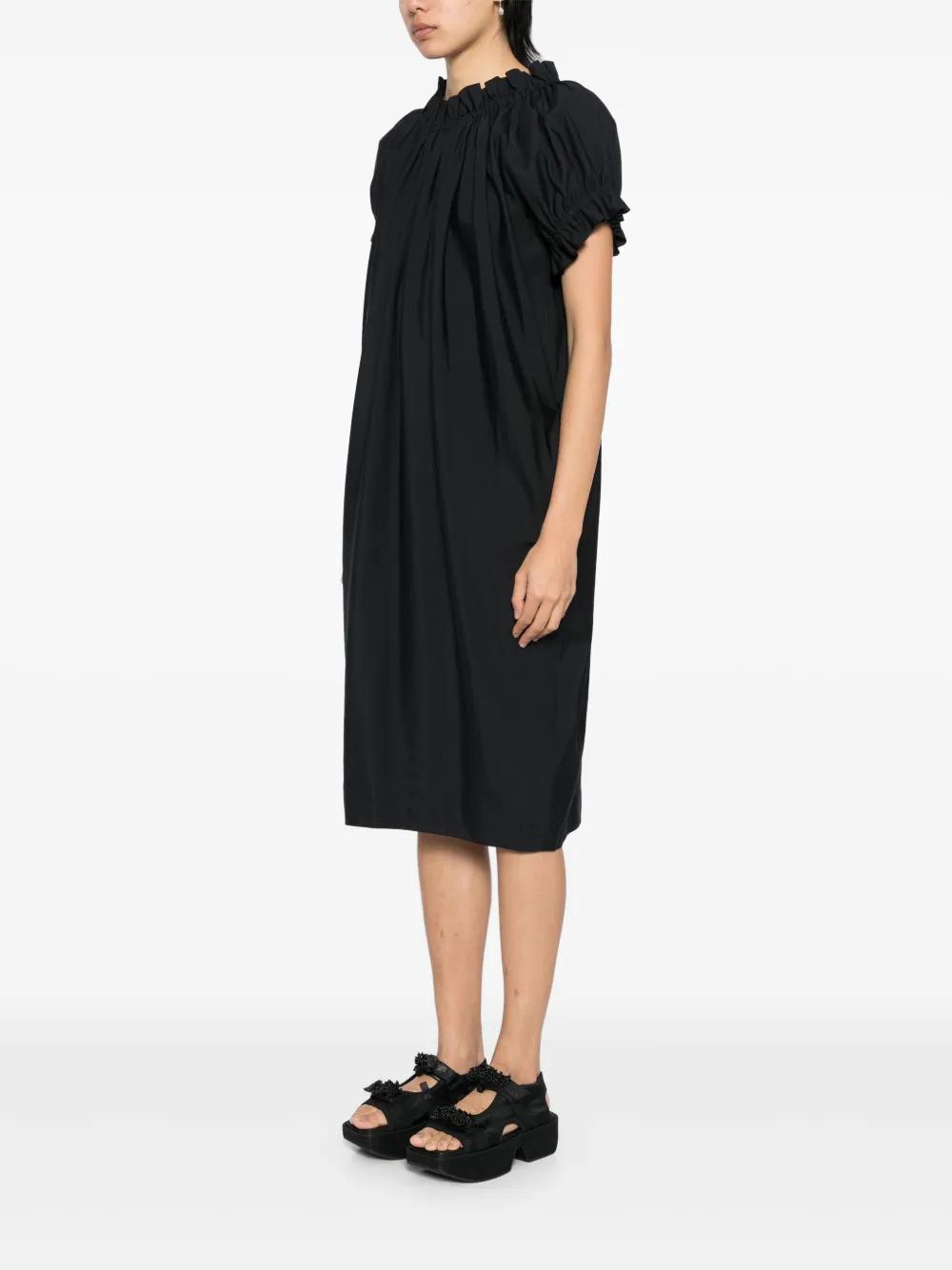 Simone Rocha Gesmockte jurk met ruches Zwart