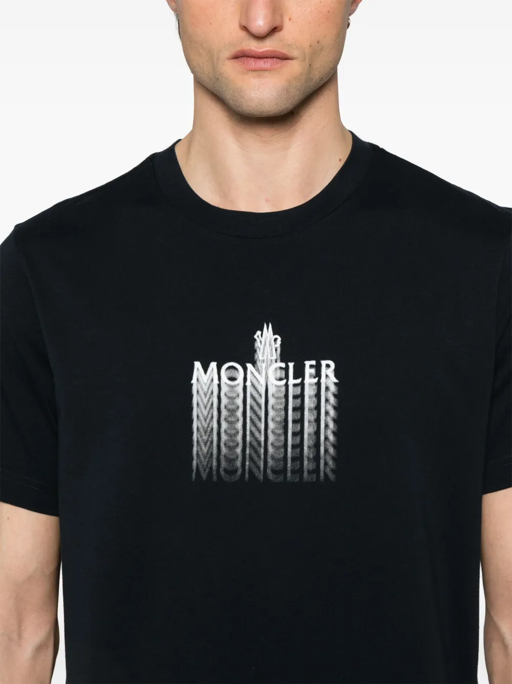 Moncler Midnight Graphic Print Crew Neck T-shirt In Blue