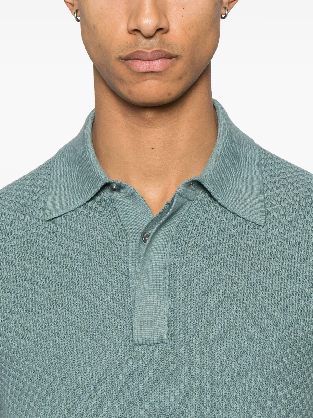 Canali Poloshirt met textuur Groen