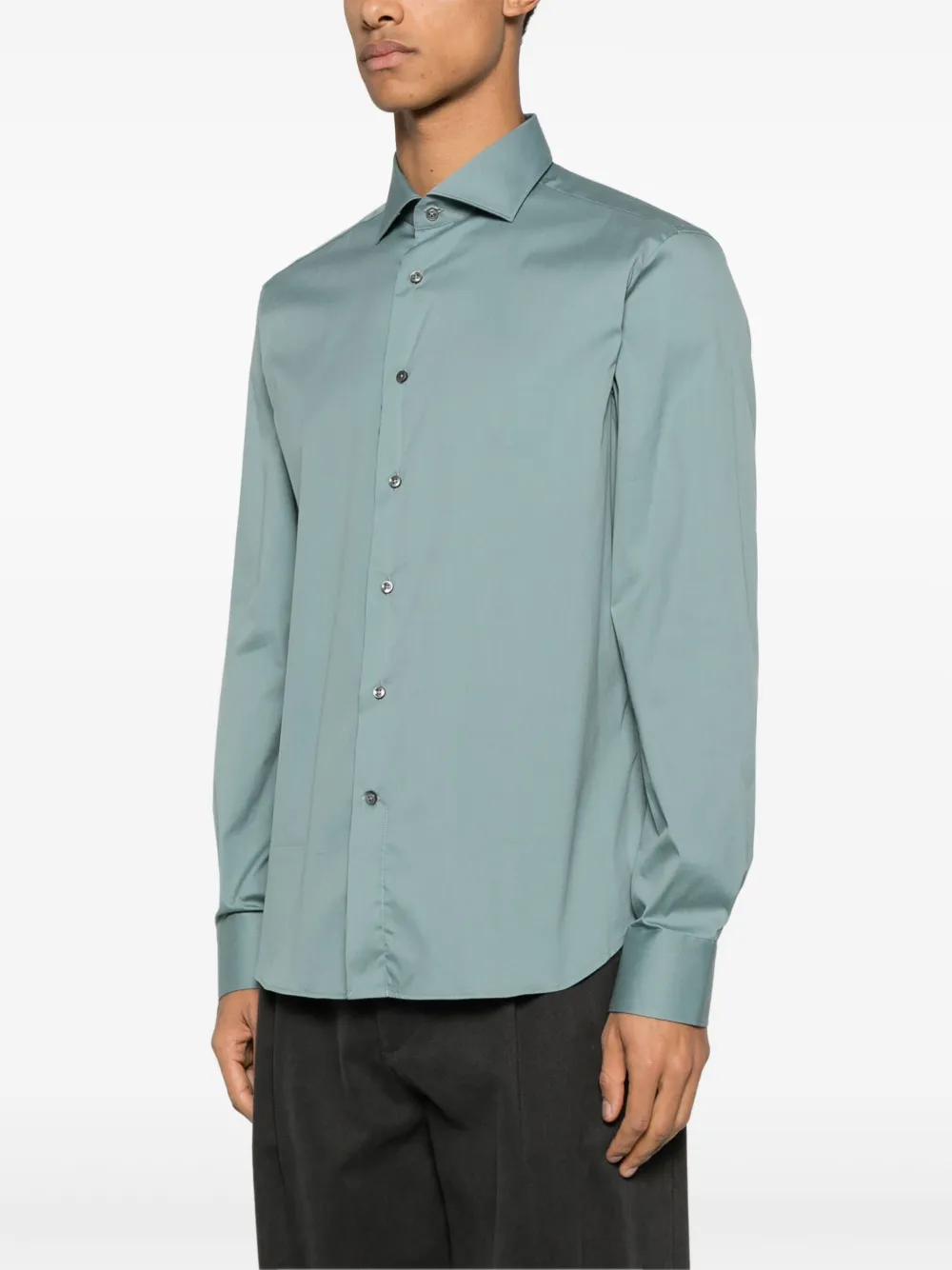 Canali Popeline overhemd Groen