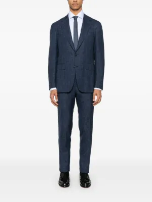 CANALI セットアップ スーツ ネイビー ウール ストライプ イタリア製 L Canali シングルブレスト ウールディナースーツ | ブルー
