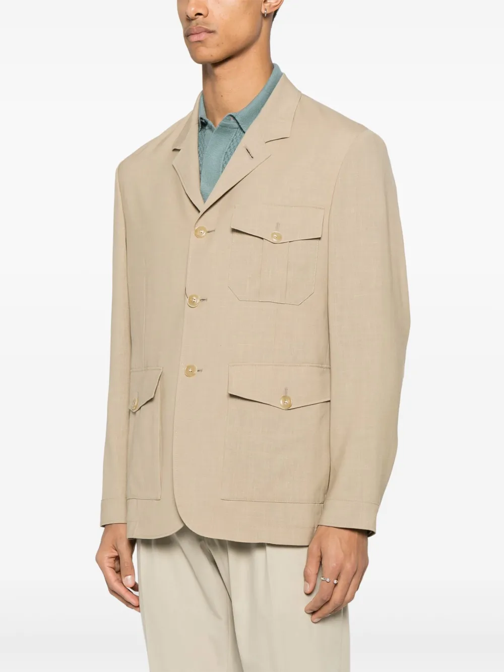 Canali Blazer met enkele rij knopen Beige
