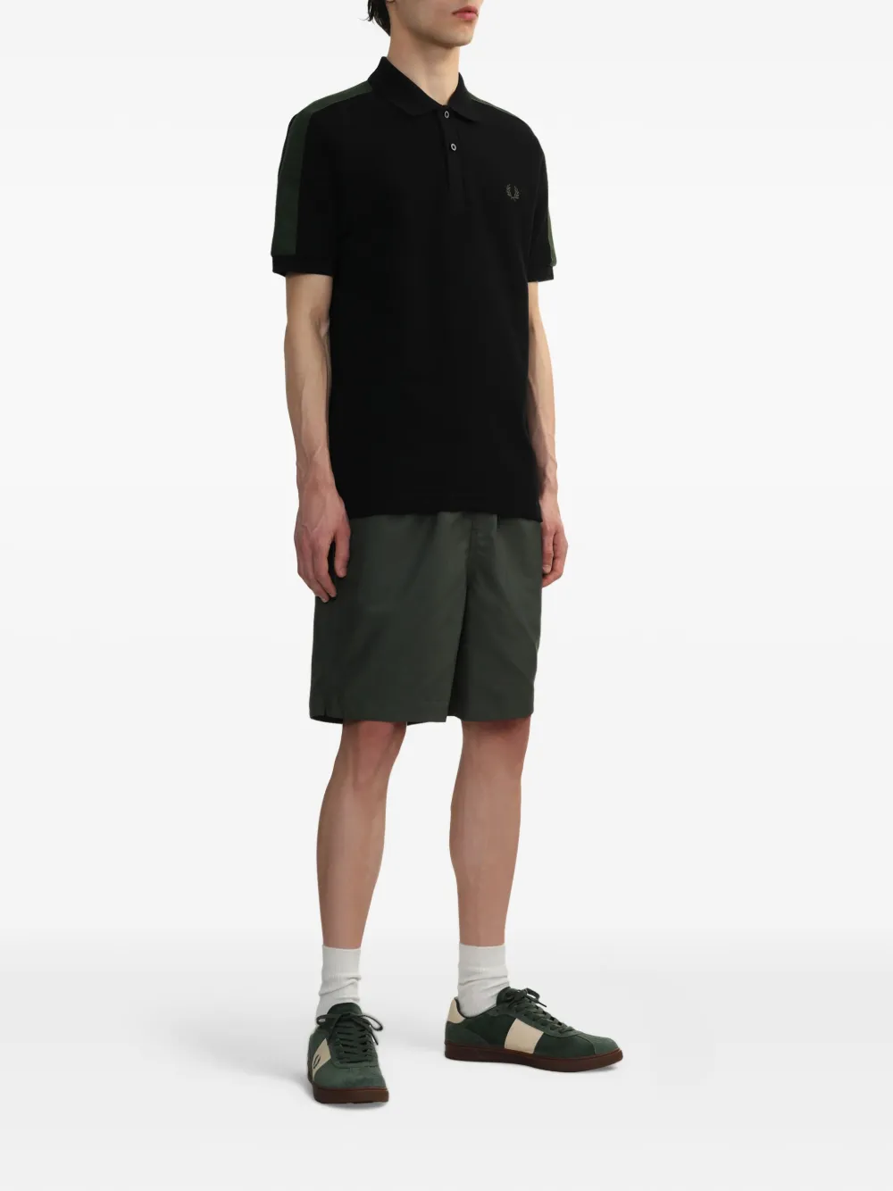 Fred Perry Shorts met geborduurd logo - Groen