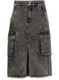 izzue denim cargo skirt - Black