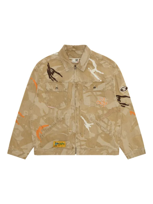 A Bathing Ape のロゴ入りブラウンジャケット AAPE BY *A BATHING APE® ロゴ ジャケット | ブラウン | FARFETCH JP