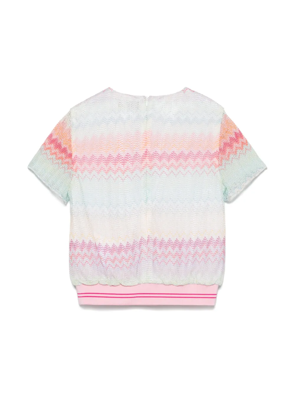 Missoni Kids Gebreid T-shirt met zigzag-patroon - Roze