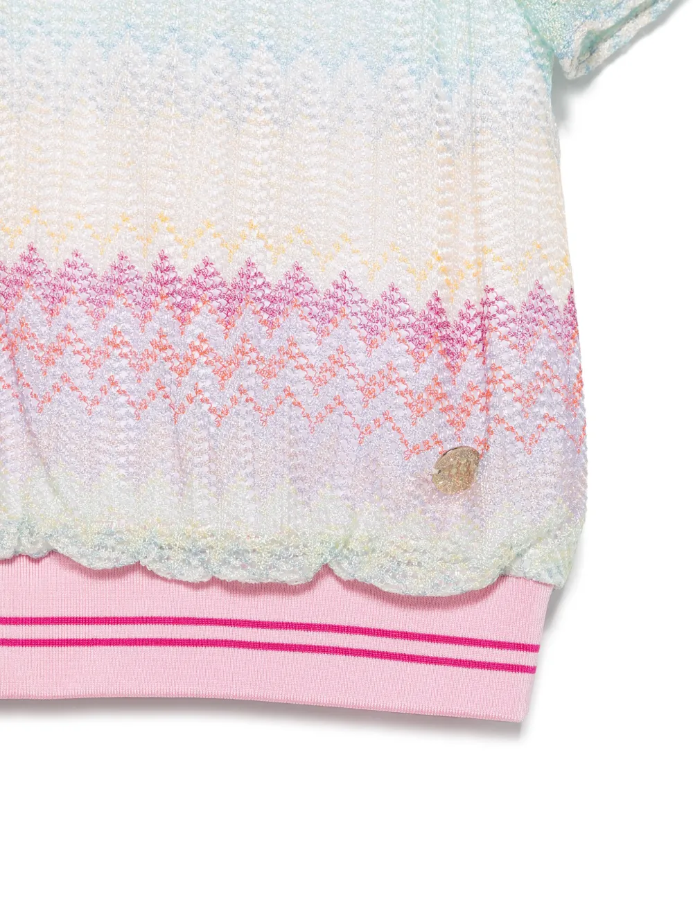 Missoni Kids Gebreid T-shirt met zigzag-patroon Roze